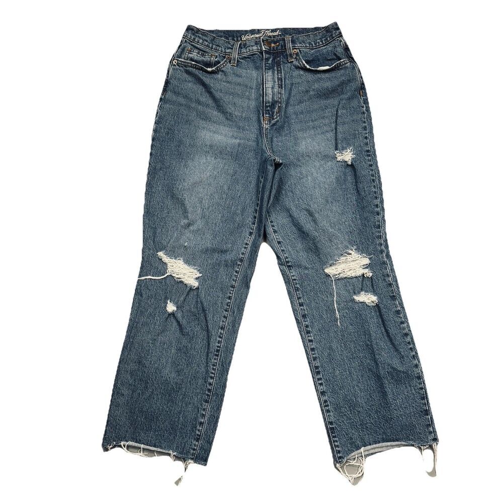 Universal Thread Vintage Straight Crop Jeans 10 (28x25.5) Blue Distressed Womens